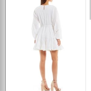 Gianni Bini Riley Embroidered A-Line Round Neck Long Sleeve Braided Belt Dress